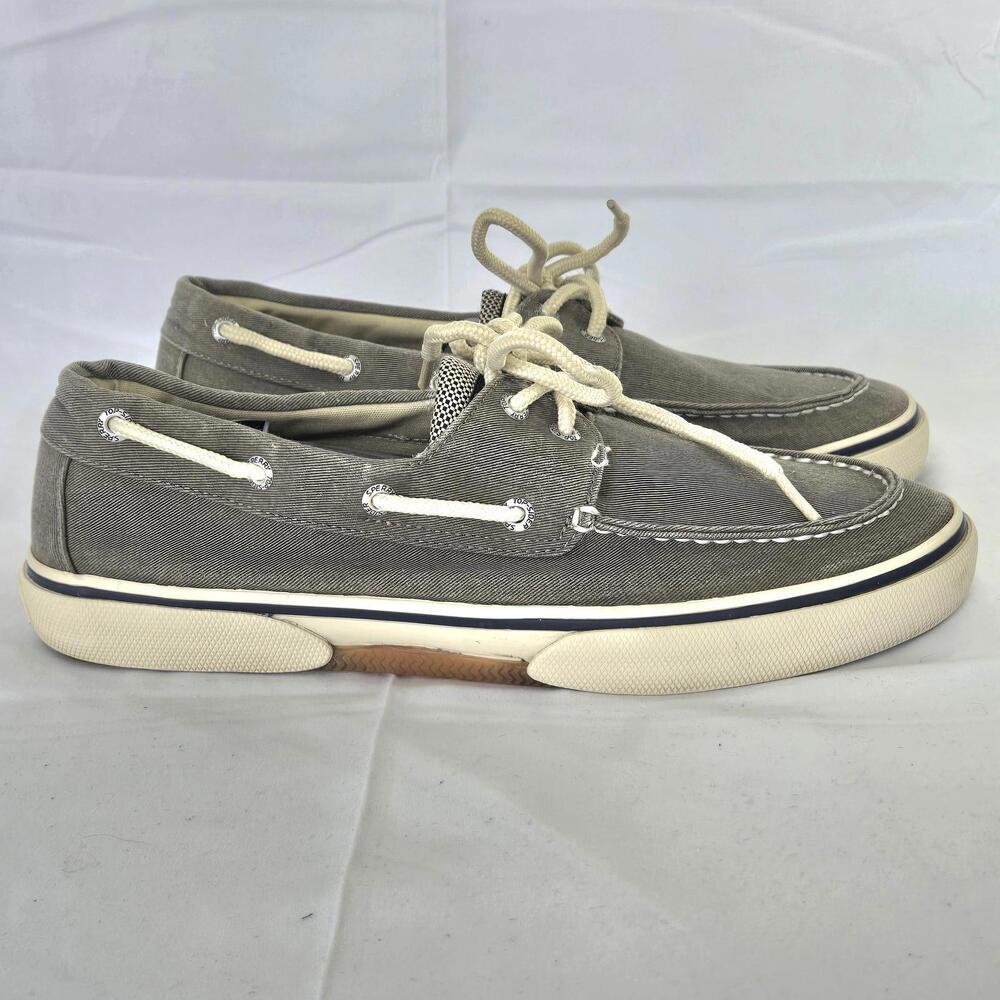 Sperry Top-Sider Haylard Canvas Boat Shoes Chambray Brown/Grey Men's 10M